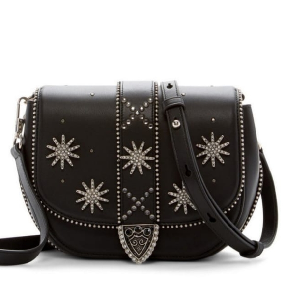 Marc Jacobs Jane Leather Saddle Crossbody Bag with Embelished Crystals - Picture 1 of 14